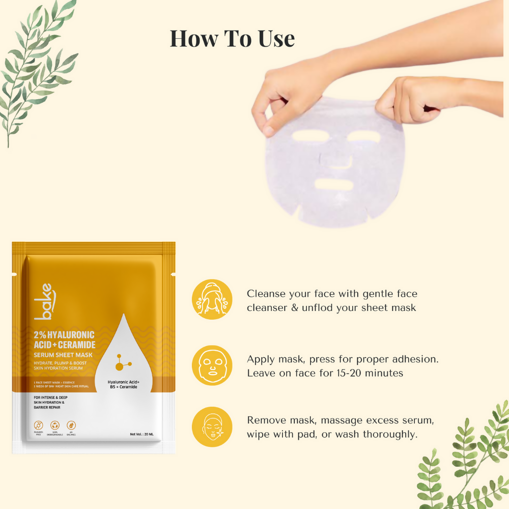 Bake 2% Hyaluronic Acid + Ceramide Serum Sheet Mask - Distacart