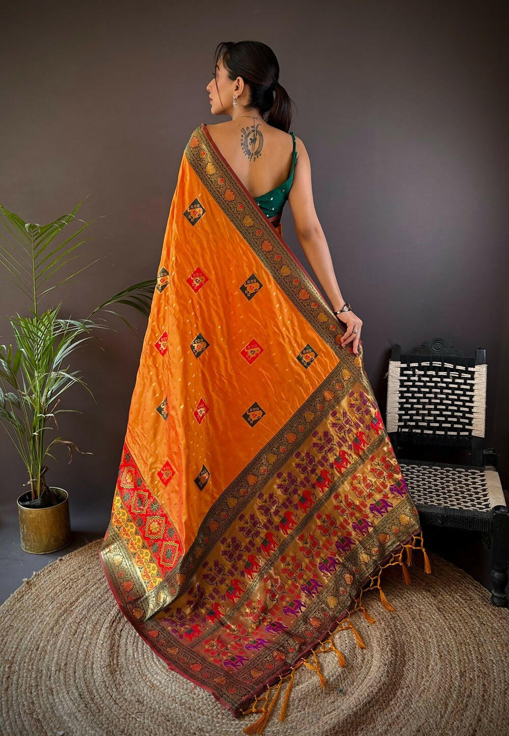 Joban Fashion Deep Maroon Small Butti Banarasi Silk Sarees