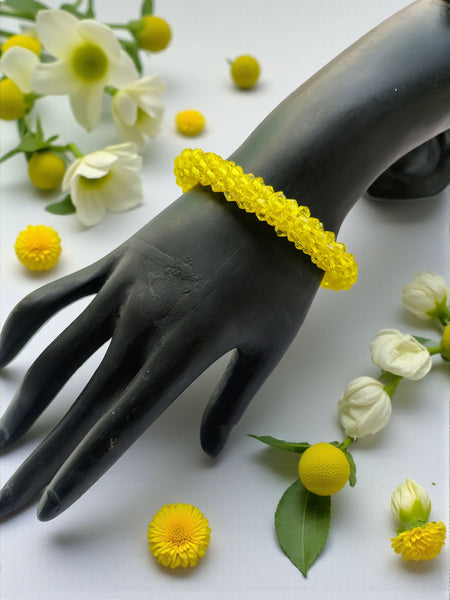 Inhanns Unisex Crystal Bloom – Adjustable Crystal Bead Bracelets - Lemon Yellow