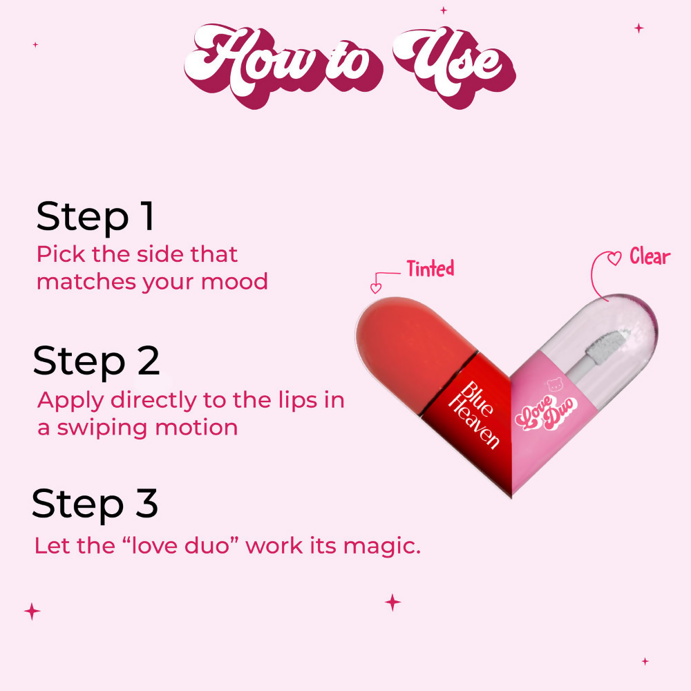 Blue Heaven Love Duo 2-In- 1 Clear & Tinted Lip Gloss - Boo (Clear + Brown)