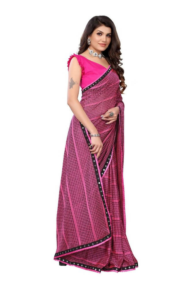 Vamika Pink Lycra Knitted Saree