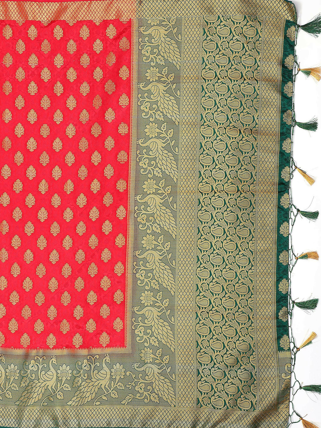 Mimosa Women's Red Kanchipuram Art Silk Saree - Distacart
