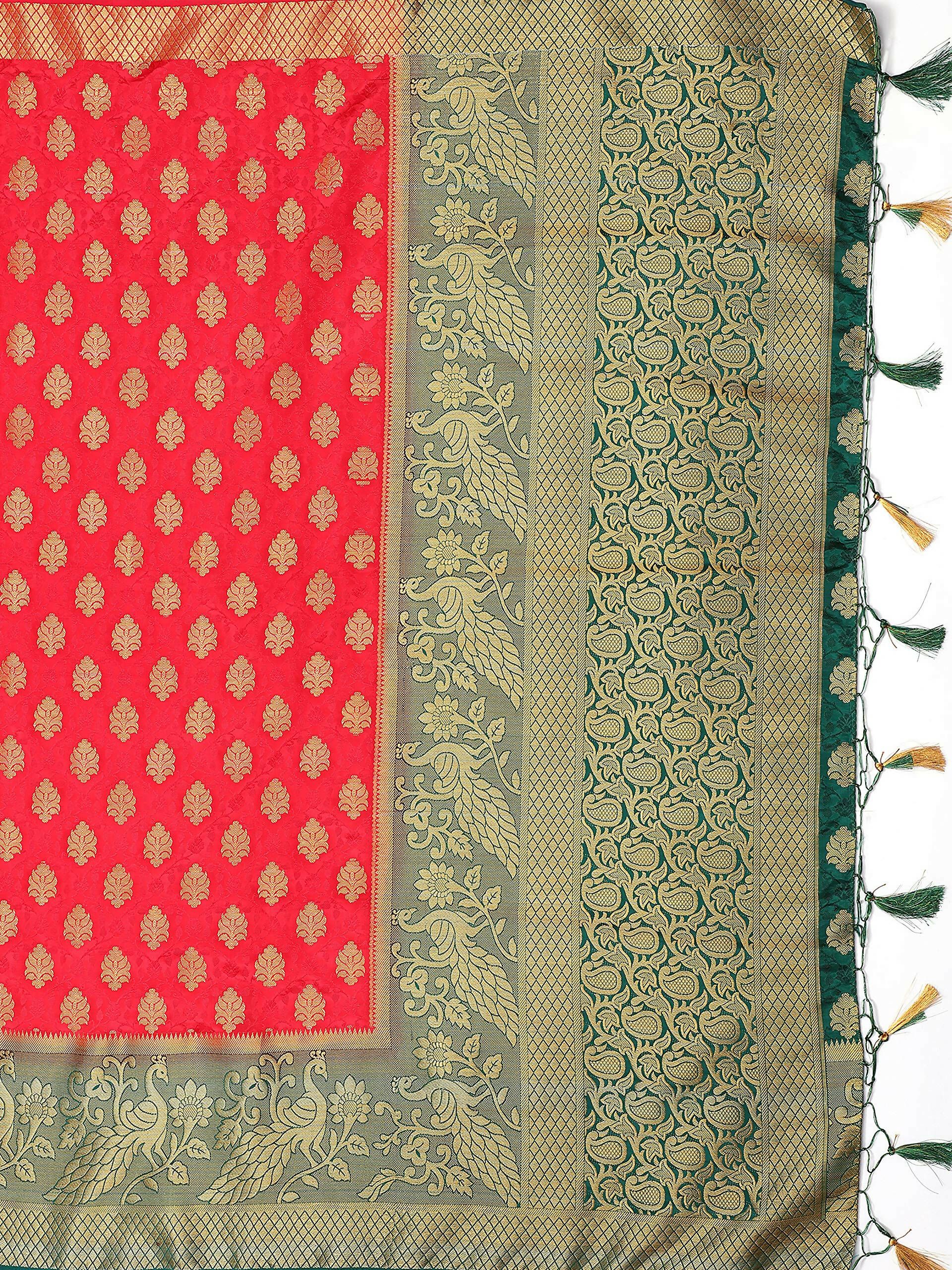 Mimosa Women's Red Kanchipuram Art Silk Saree - Distacart