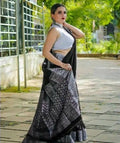 DEIANA'S Beautiful Designer Golden zari Soft Lichi Silk Saree - Black