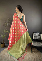 Joban Fashion Orange Elephant Motif Soft Silk Banarasi silk Saree - Distacart