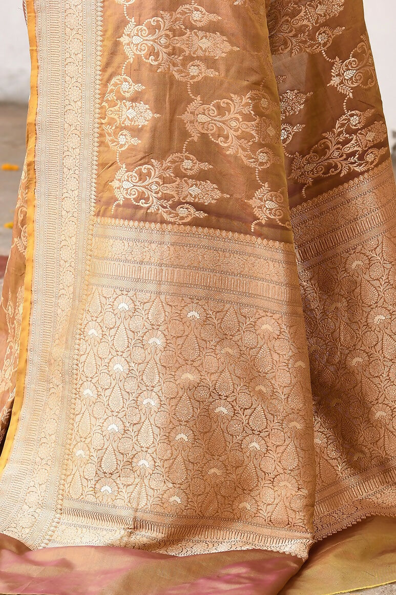 Joban Fashion Olive Pure Katan Pure Handloom Banarasi Silk Saree