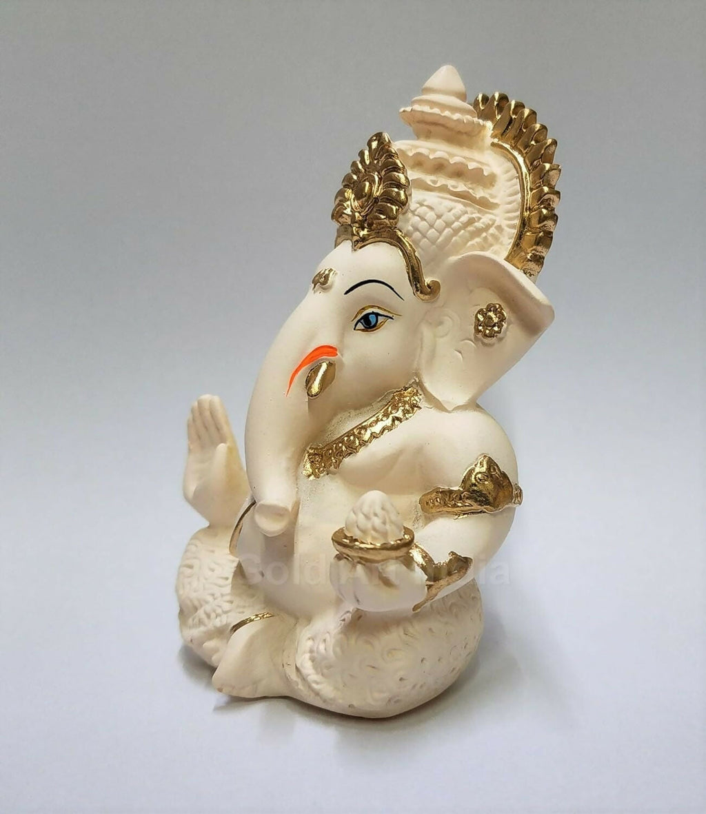Gold Art India Peach Ivory Finish Ganesha Idol
