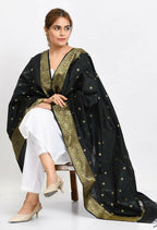 Mominos Fashion Moeza Women's Banarsi Silk Woven Design Black Dupatta - Distacart