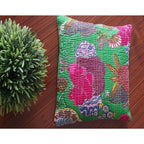 The Decor Nook Parrot Green Base With Multicolour Flowers Print Cushion Cover
