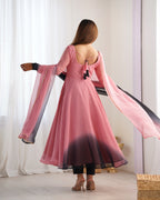 Evanik Onion Pink Pure Soft Georgette Colorful Padding Anarkali Suit - Distacart