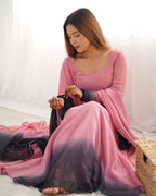 Evanik Onion Pink Pure Soft Georgette Colorful Padding Anarkali Suit - Distacart