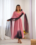 Evanik Onion Pink Pure Soft Georgette Colorful Padding Anarkali Suit - Distacart