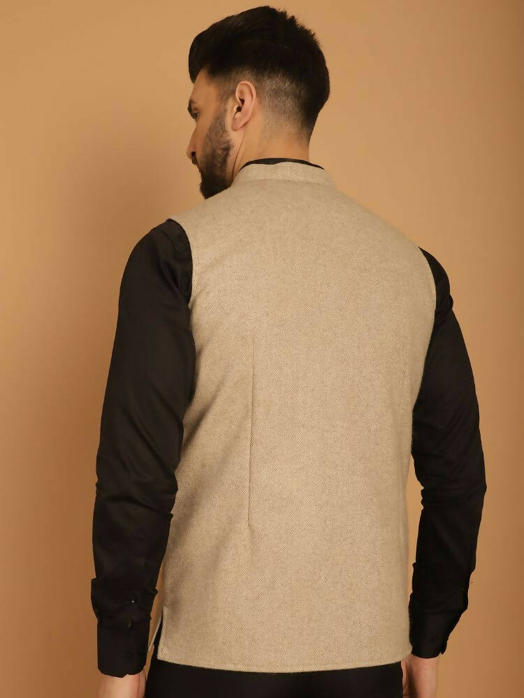 Even Apparels Pure Wool Nehru Jacket - Off White