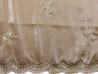 Vastranavya Beige Embroidery Work Shimmer Chiffon Saree with Unstitched Blouse - Distacart