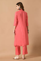 Joban Fashion Coral Cotton Rayon Kurta Set