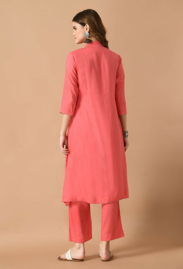 Joban Fashion Coral Cotton Rayon Kurta Set