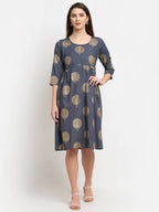 Rudra Bazaar Gold Boota Printed Grey Kurti - Distacart