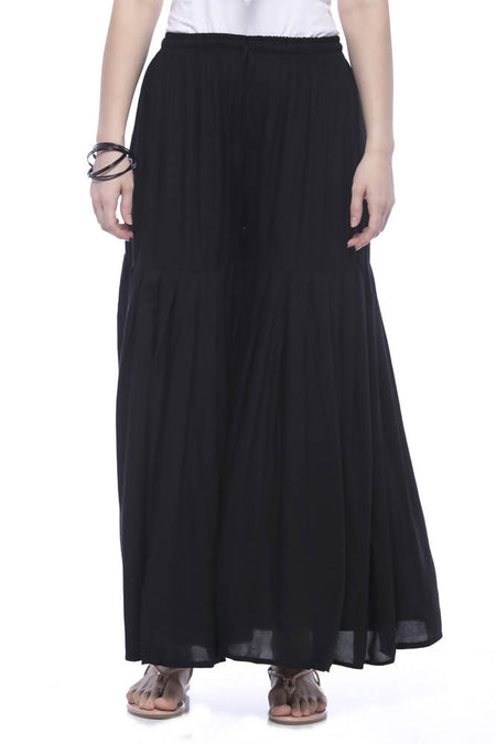 Mominos Fashion Cotton Black Palazzo For Girls