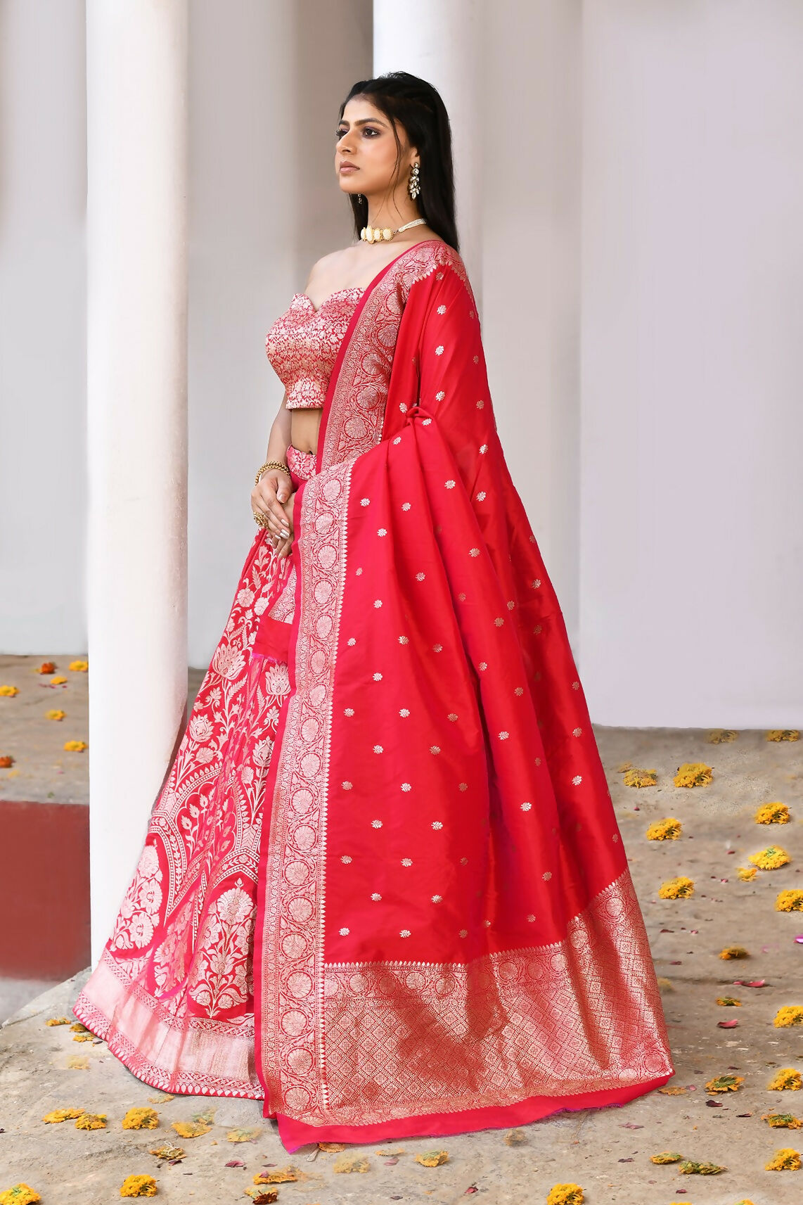 Joban Fashion Fuchsia Soft Pure Handloom Banarasi Silk Lehenga