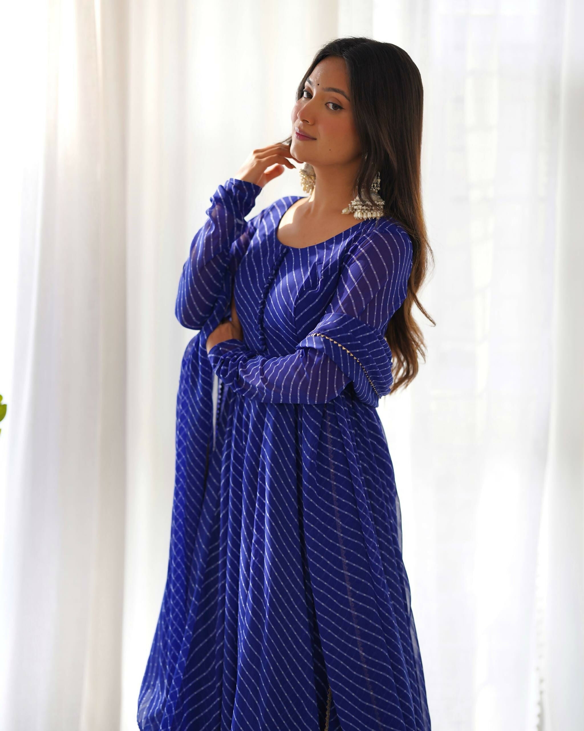 Lehenga Mart Designer Anarkali Suit With Kurta, Pant, Dupatta For Women-Royal Blue - Distacart