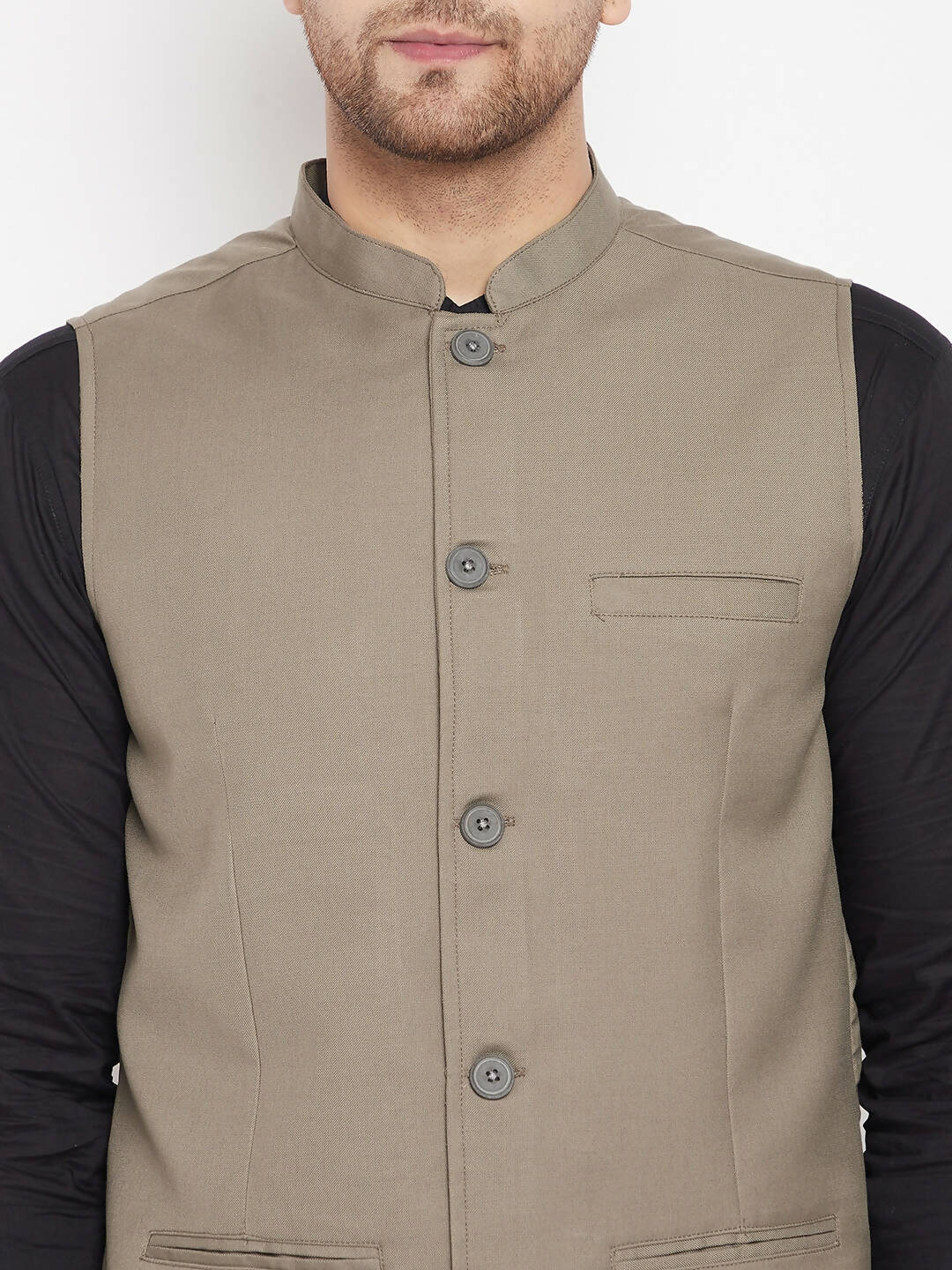 Even Apparels Beige Merino Men Woven Nehru Jacket - Distacart