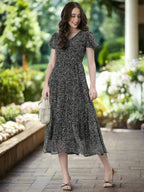 Souchii Black And White Floral Chiffon Maxi Dress For Women – Souchii