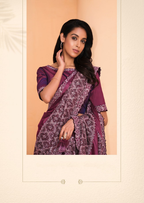 Maroon Satin Crepe Silk Embroidery with Digital Sequence Work Saree - Norita Helly