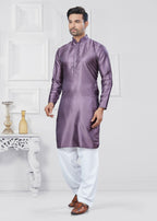 Joban Fashion Men's Jacquard Silk Purple Printed Kurta Pyjama set