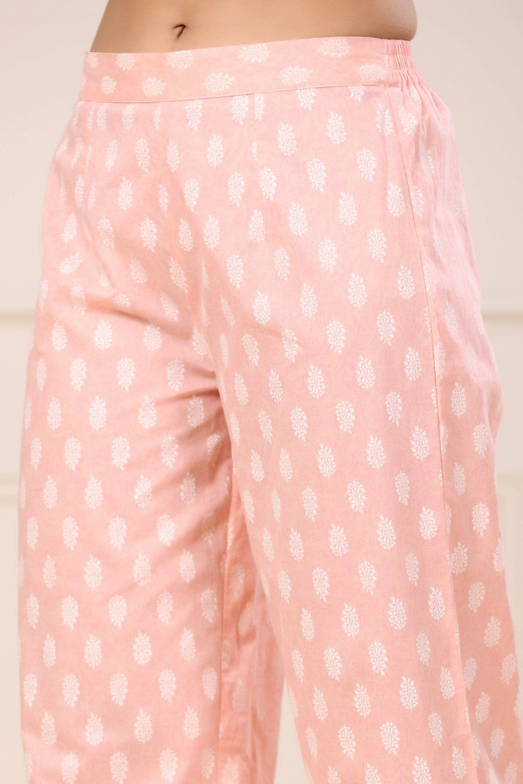 Juniper Women's Peach Printed Straight Kurta Sets - Distacart