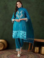 Sangria Embroidered Kurta & Trouser With Dupatta