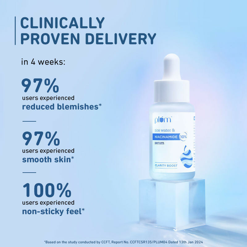 Plum 10% Niacinamide Brightening Face Serum With Rice Water - Fades Blemishes & Dark Spots, Beginner Friendly - Distacart