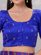 Joban Fashion Women Silk Royal-Blue Stitched Blouse