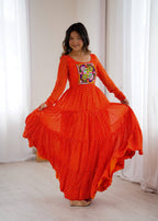 Lorenvalley Fashion Women Pure Soft Faux Georgette Leheriya Print Anarkali Gown - Distacart
