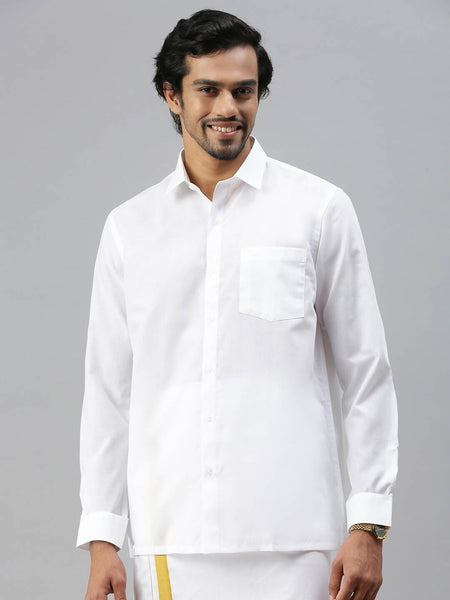 Ramraj Cotton Mens Full Sleeve Formal White Shirt