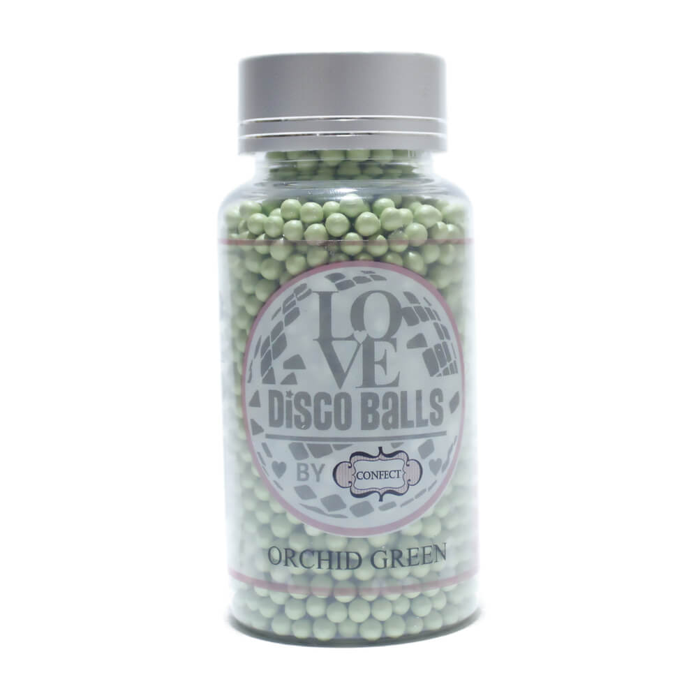 confect orchid green disco balls sprinkles 6 mm 120 gms