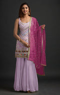 Anaita Lavender Georgette Suit with Embroidered Thread & Sequence Work - Distacart