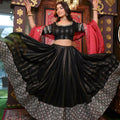 Jyoti Fashion Women's Black Faux Georgette 5MM Sequins with Zari Embroidered Designer Lehenga Choli Set