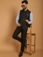 Even Apparels Pure Wool Nehru Jacket - Black