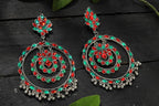 Mominos Fashion Johar Kamal Women's Red & Green Kundan Circles Earrings - Distacart