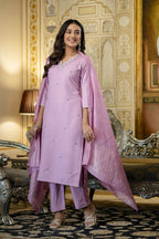 The52 Women's Beautiful Embroidery Work Viscose Rayon Fabric Straight Kurta Pant and Dupatta Set - Distacart