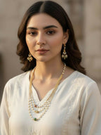 NVR Women Gold Plated Multicolour Artificial Beads Necklace with Earrings