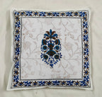 The Decor Nook Blue Floral Print With Blue Brown Border Cushion Cover