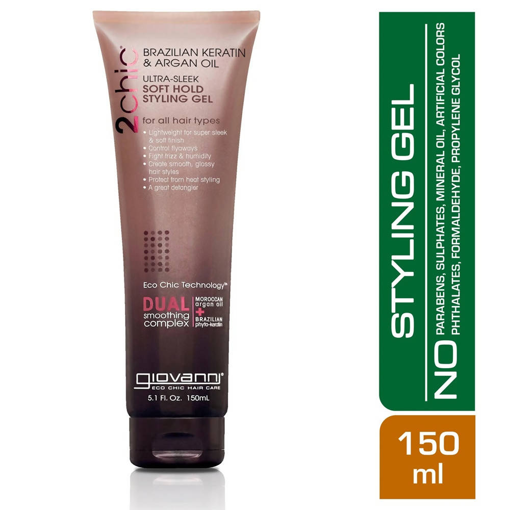Giovanni Organic 2Chic Brazilian Keratin & Argan Oil Ultra-Sleek Soft Hold Styling Gel