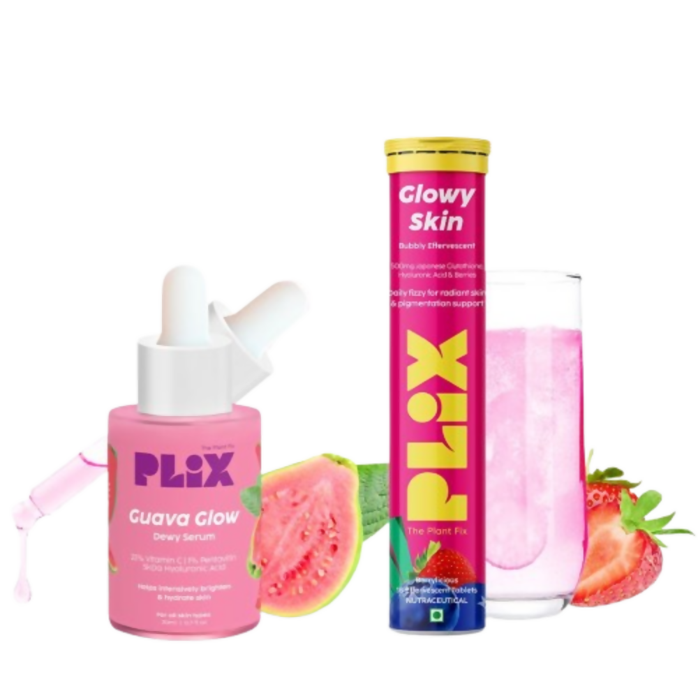 PLIX The Plant Fix Glutathione Skin Glow 15 Effervescent Tablets And Guava Serum - Distacart