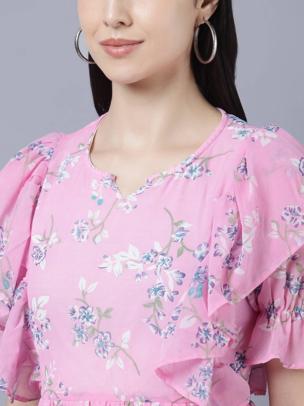 Myshka Women Pink Printed Fit and Flare Dress - Distacart