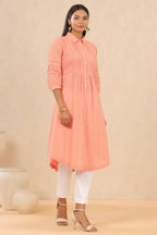 Juniper Womens Blush Pink Cotton Slub Solid Mid Length Shirt Dress With Lace Detailing - Distacart