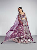 House of Panchhi Burgundy Net Sequins And Thread Embroidery Lehenga Choli & Dupatta