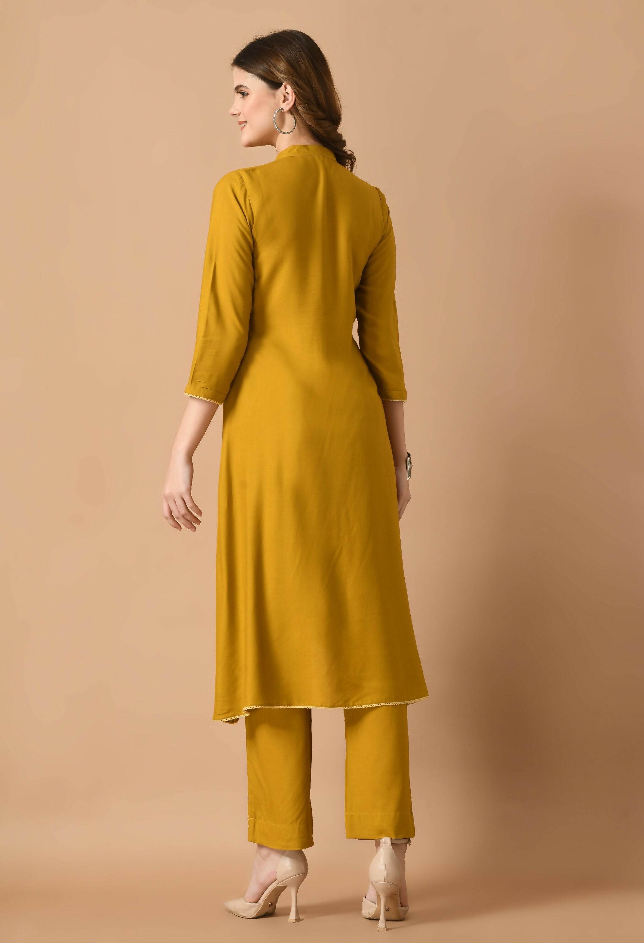 Joban Fashion Mustard Cotton Rayon Kurta Set