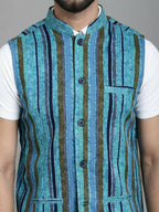 Even Apparels Nehru Jacket With Welt Pockets - Blue