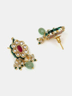 Ruby Raang Long Kundan Neckpiece With Earrings